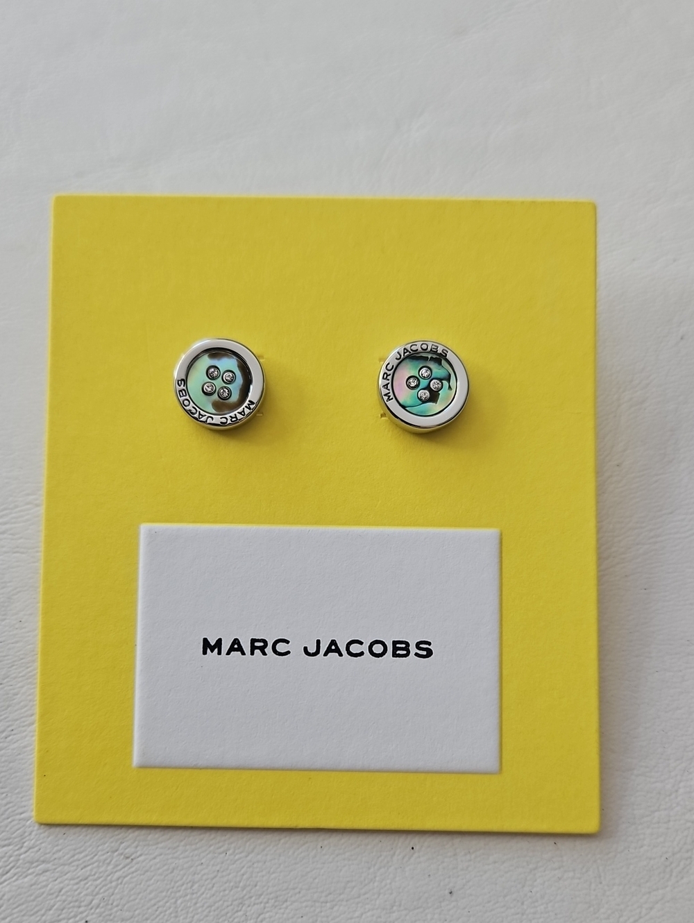 Marc Jacobs Silver Stud Earrings with Iridescent Abalone